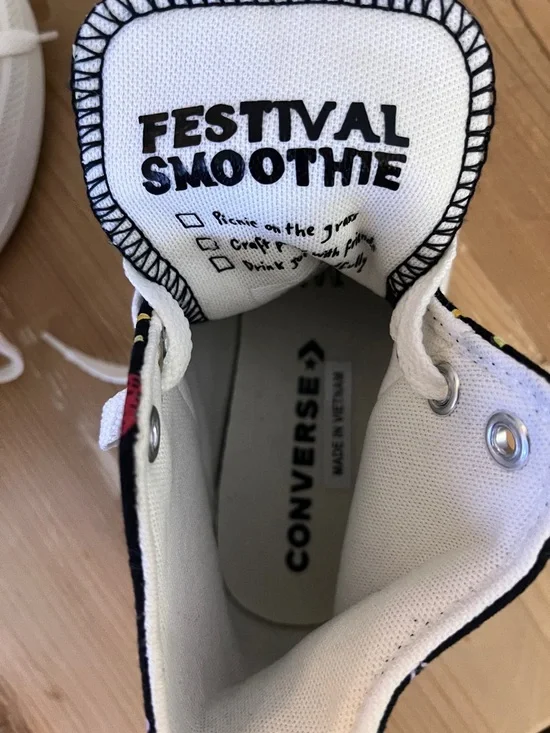 Converse Black High-Top Platform Sneakers with Colorful Fruit & Floral Print - Picture 5 of 6